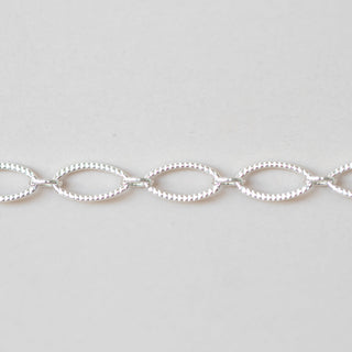 Knurled Long & Short Oval Link - Sterling Silver