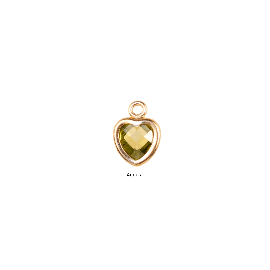 Heart Dangle Charm - Birth Stone - Gold Filled