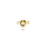 Heart Connector Charm- Birthstone - Gold Filled
