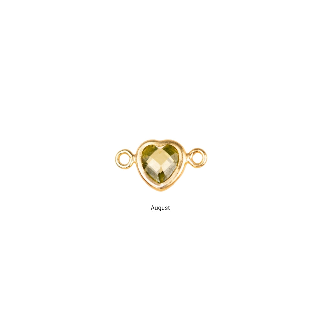 Heart Connector Charm- Birthstone - Gold Filled