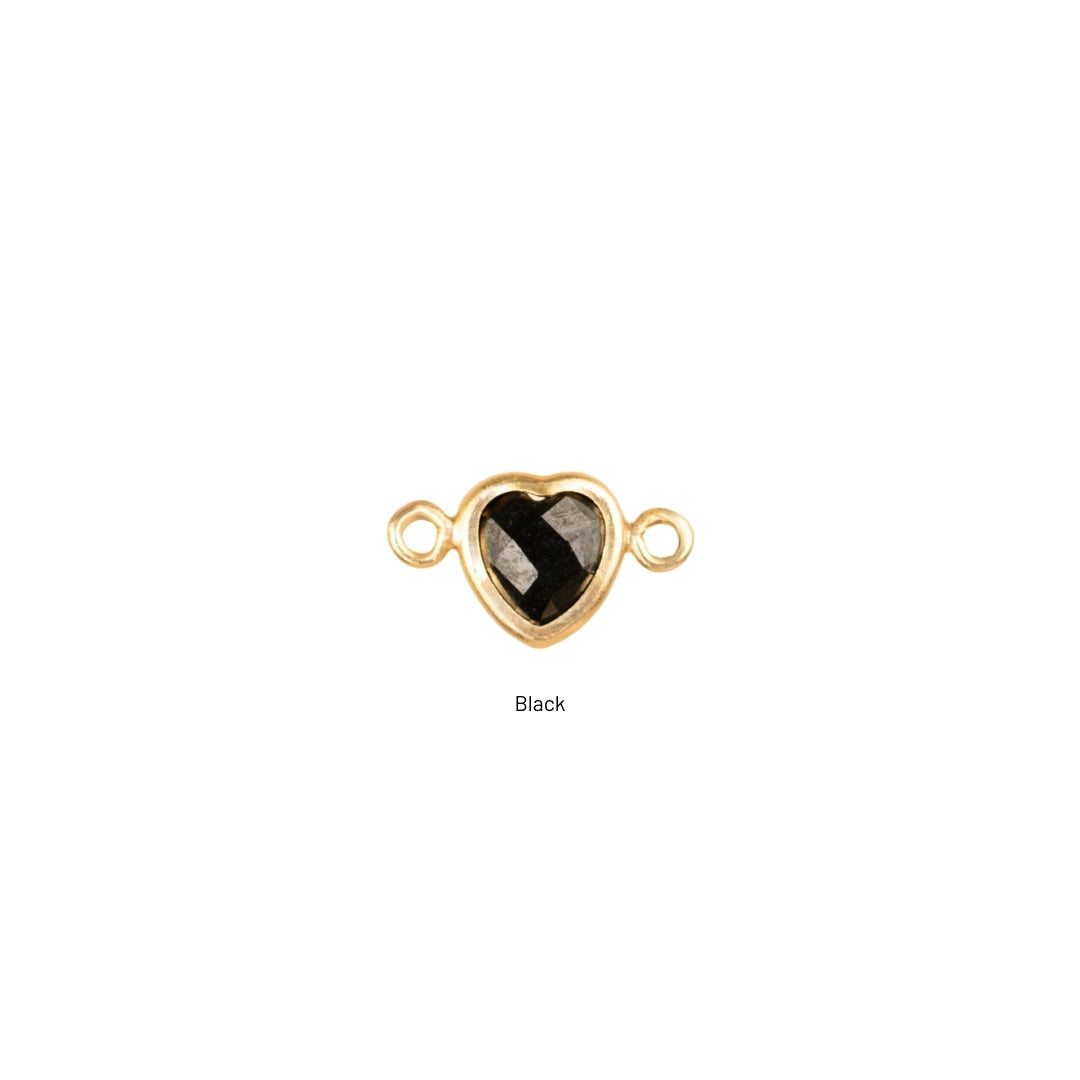 Heart Connector Charm- Birthstone - Gold Filled