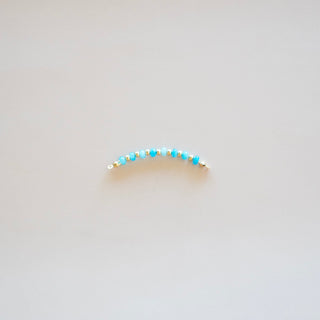 permanent jewelry bead connector blue and gold