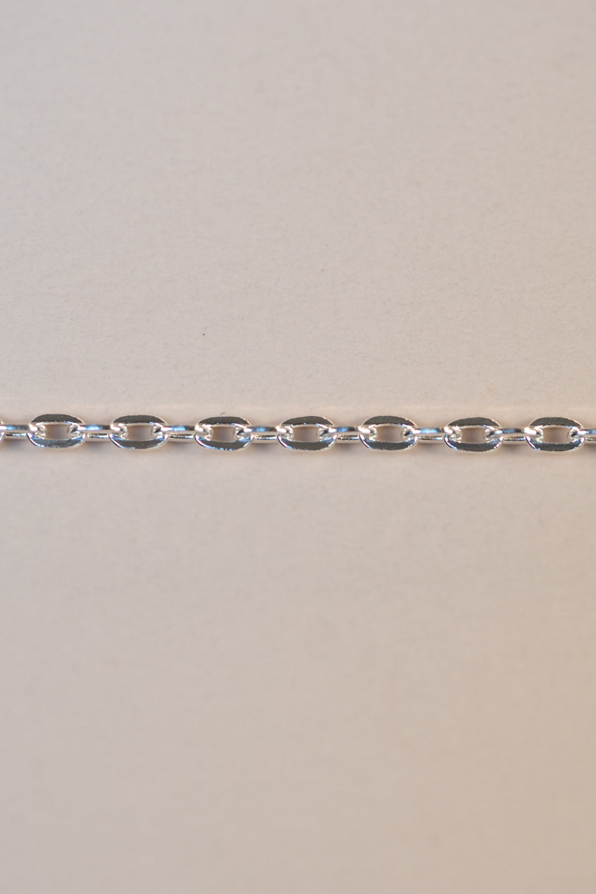 Silver chain necklace detail