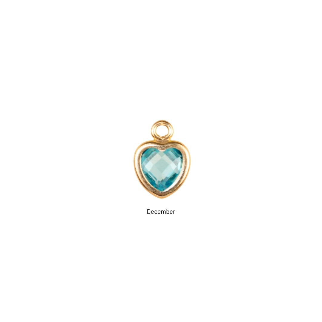 Heart Dangle Charm - Birth Stone - Gold Filled