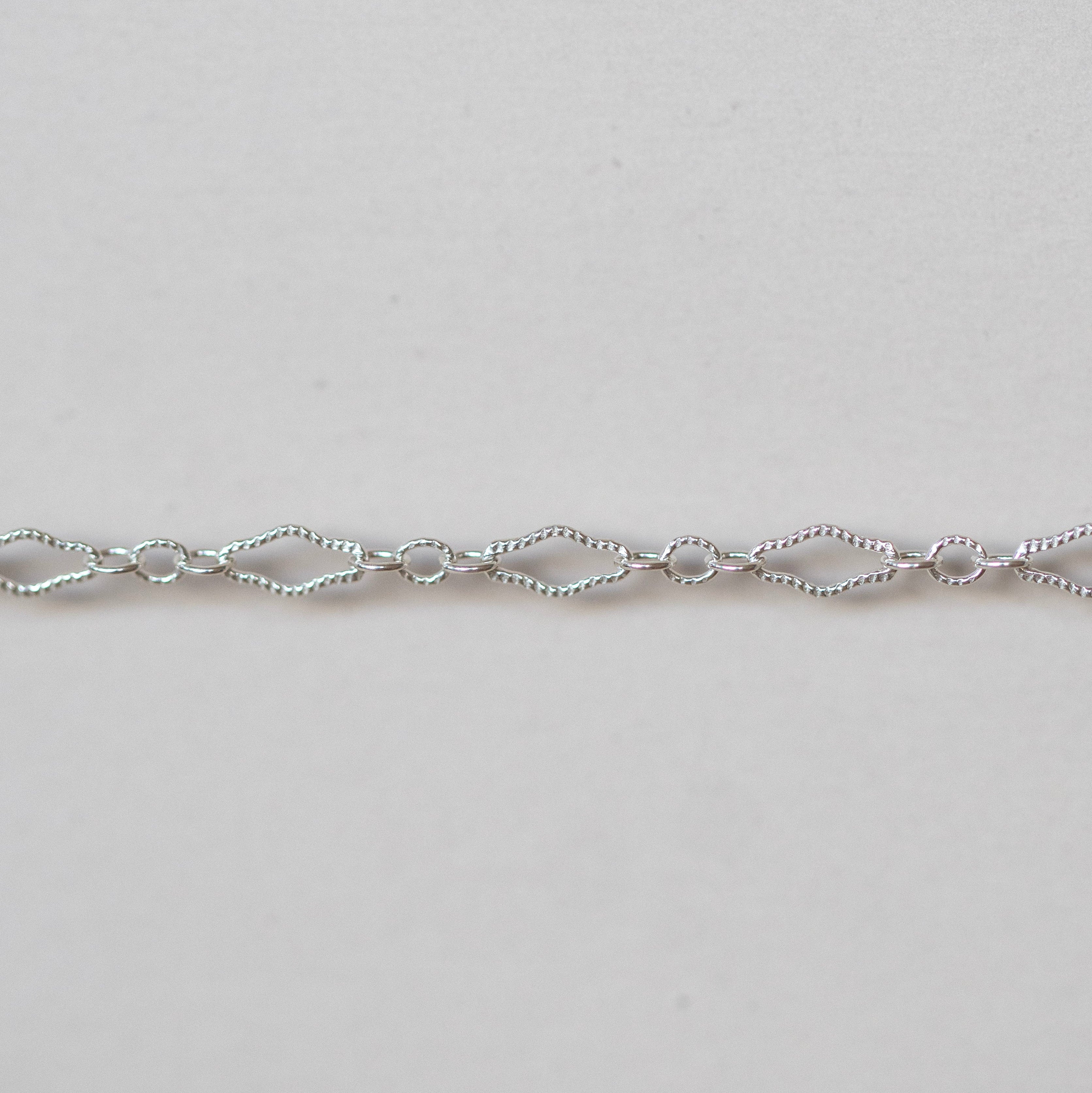 diamond triple link - sterling silver chain
