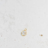 Gold Plated - White CZ Bezel Charm - 4mm