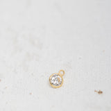 Gold Plated - White CZ Bezel Charm - 4mm