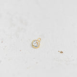 Gold Plated - White CZ Bezel Charm - 4mm