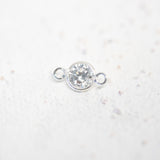 Sterling Silver - White CZ Bezel Connector - 4mm