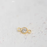 Gold Plated - White CZ Bezel Connector - 3mm