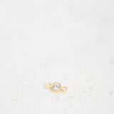 Gold Plated - White CZ Bezel Connector - 3mm