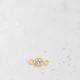 Gold Plated - White CZ Bezel Connector - 3mm