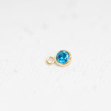 Gold Filled - Aqua Blue CZ Bezel Drop - 3mm