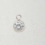 Sterling Silver - White CZ Bezel Drop - 4mm