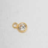 Gold Plated - White CZ Bezel Drop - 3mm