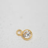 Gold Plated - White CZ Bezel Drop - 3mm