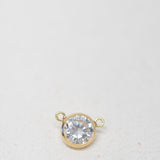 Gold Filled - White CZ Bezel Connector - 6mm