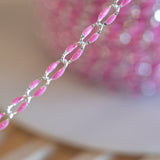 Silver Enamel Chain in Pink