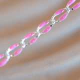 Silver Enamel Chain in Pink