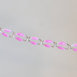 Silver Enamel Chain in Pink