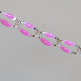 Silver Enamel Chain in Pink