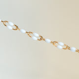 Linked Enamel Chain - White - Gold Filled