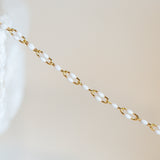 Linked Enamel Chain - White - Gold Filled