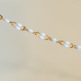 Linked Enamel Chain - White - Gold Filled