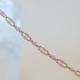 Linked Enamel Chain - Pink Glitter - Gold Filled