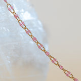 Linked Enamel Chain - Pink Glitter - Gold Filled