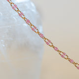 Linked Enamel Chain - Pink Glitter - Gold Filled