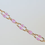 Linked Enamel Chain - Pink Glitter - Gold Filled