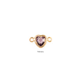 Heart Connector Charm- Birthstone - Gold Filled