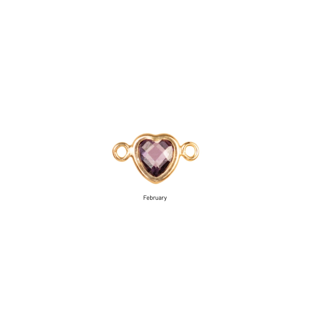 Heart Connector Charm- Birthstone - Gold Filled