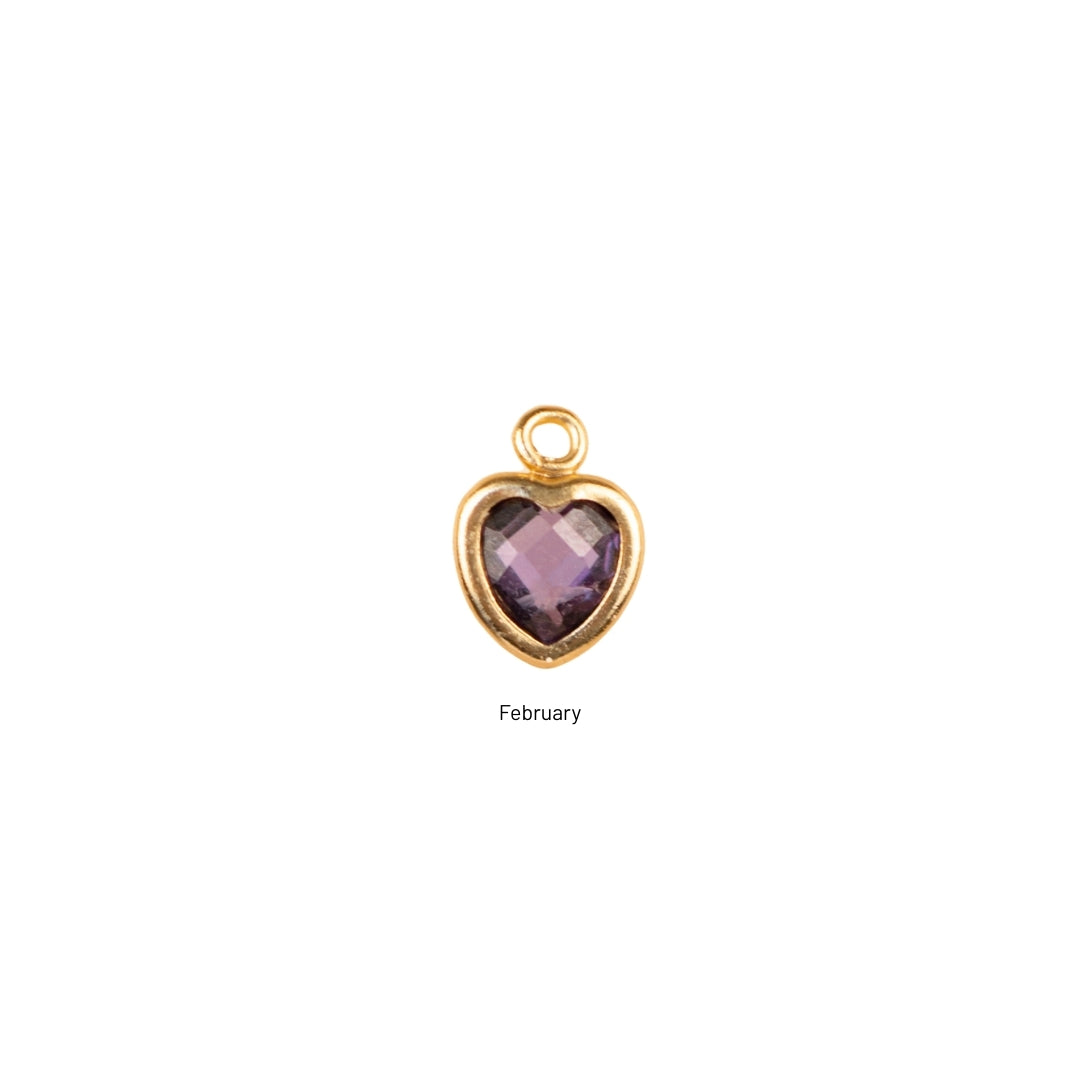 Heart Dangle Charm - Birth Stone - Gold Filled