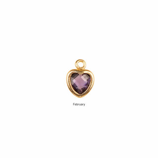 February heart amethyst charm