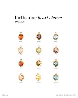 Birthstone heart dangle charm collection
