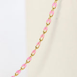 Gold Enamel Chain in Pink