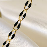 Gold Enamel Chain in Black