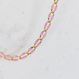 Gold Enamel Chain Glitter Pink