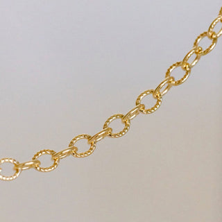 Gold chain necklace detail