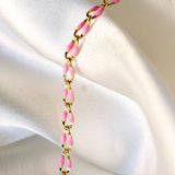 Gold Enamel Chain in Pink