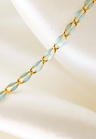 Gold and blue enamel chain necklace - image_4de070f5