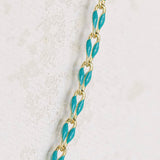 Gold Enamel Chain in Teal