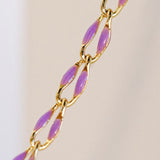 Gold Enamel Chain in Purple