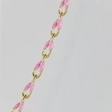 Gold Enamel Chain Glitter Pink