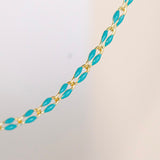 Gold Enamel Chain in Teal