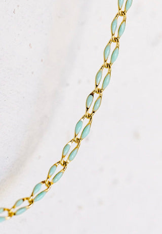 Gold and turquoise chain necklace
