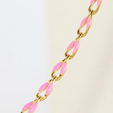 Gold Enamel Chain in Pink