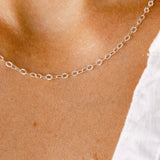 Flattened Textured Oval Chain - Sterling Silver